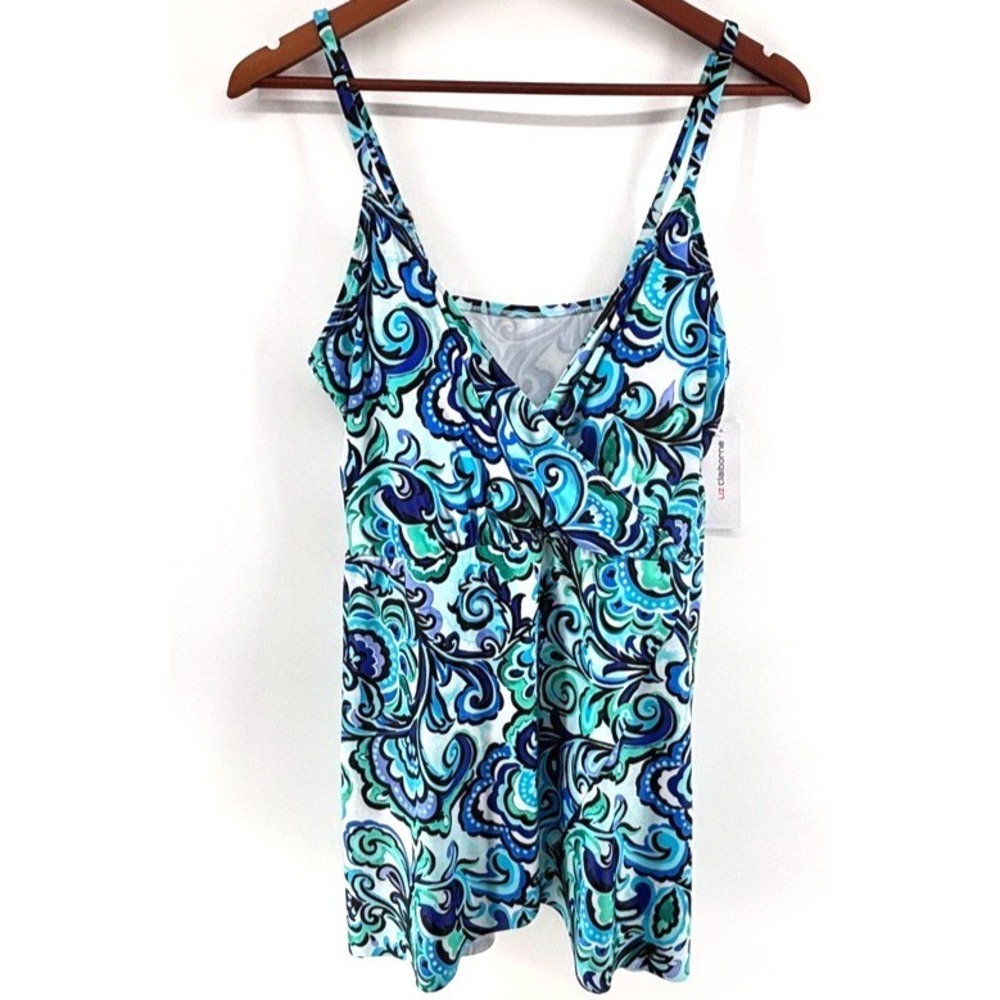 Liz Claiborne Tropicana Paisley Swimdress Size 16 One‎ Piece Swimsuit Modest NEW